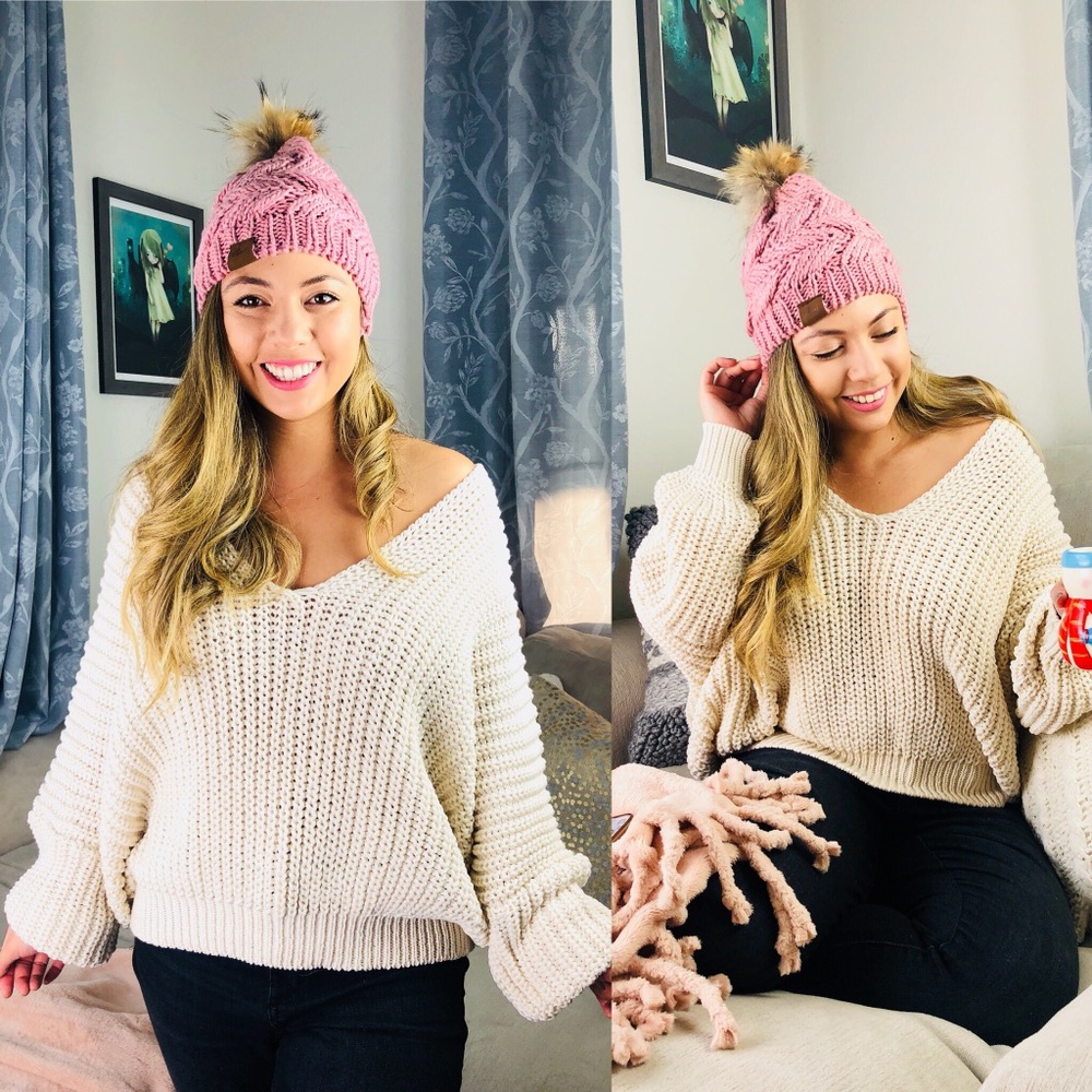 POL Almond Knit Chunky Sweater